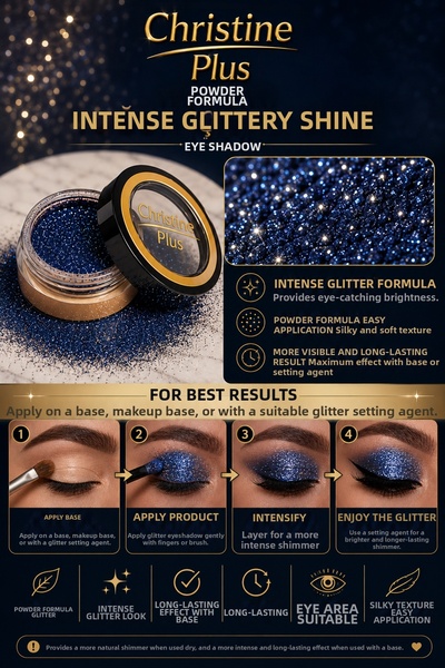 Christine Plus Dense Shimmering Glitter Eyeshadow in Powder Form – Intense Fuchsia No:123 (Eyeshadow)
