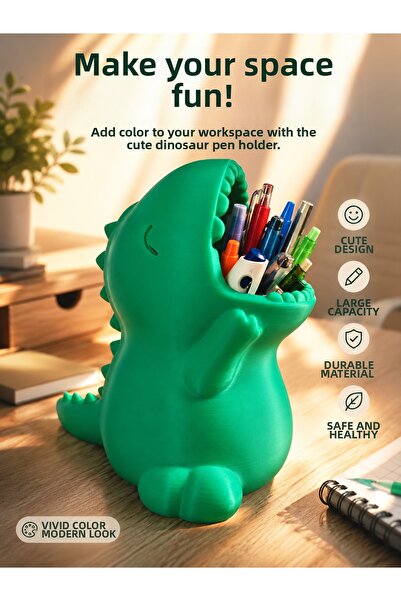 Generic Brand Dinosaur Pen Holder, Green, Fun Trendy Large Size Pen Holder