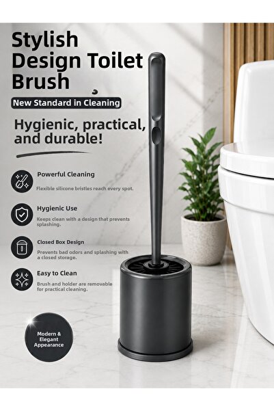 Mode Cool Βούρτσα WC σιλικόνης με κλειστό κάδο – Εύκαμπτη κεφαλή, αεριζόμενη,...