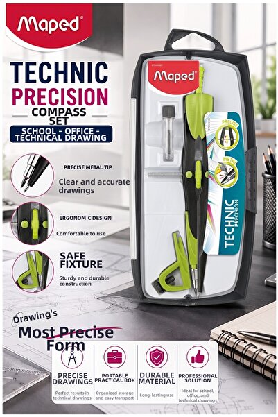 Artmaster Green Metal Precision Compass Set 3 Pieces 1 Piece Maped 291010 Tec...