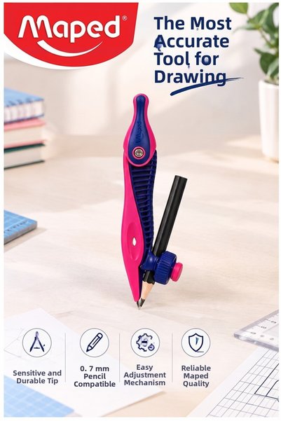 Artlantis Plastic Pergel with Pencil 1 Piece Maped Kidz 191611 Pergel Mathema...