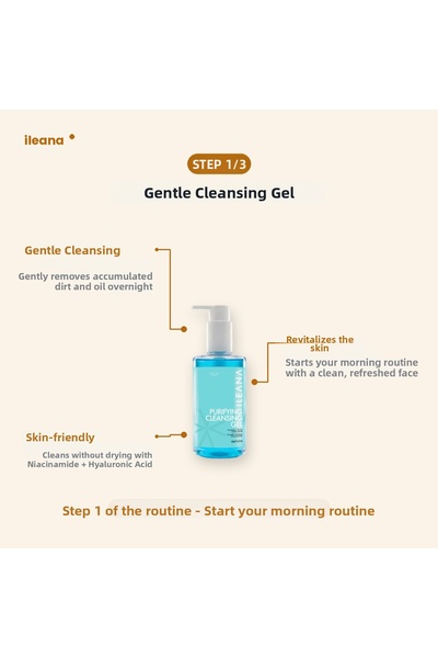 ileana cosmetics Ileana Radiant Vitamin C Morning Routine Set — Cleansing Gel, Tonic, and Serum (3-Piece Set)