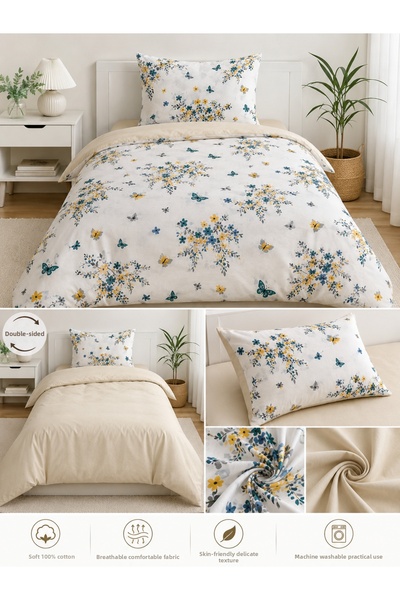 KAAN PREMIUM Single Butterfly Pattern Duvet Cover Set, Pillowcase + Duvet Cover 155X230