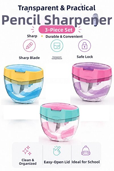 Artlantis Pastel Colored Pencil Sharpener 3 Pieces Keyroad 972414 Three Compa...