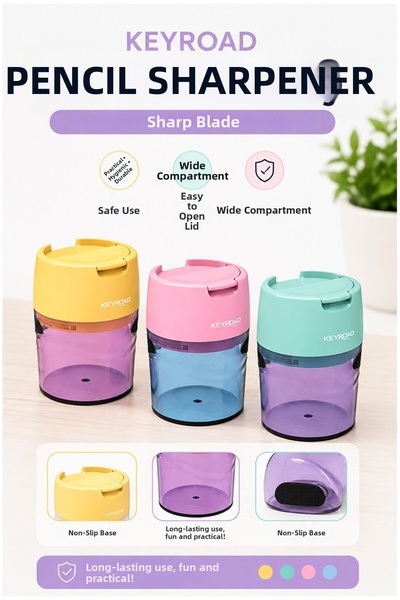 Artlantis Colorful Pencil Sharpener 3 Pieces Keyroad Kr-972410 Double Blade P...