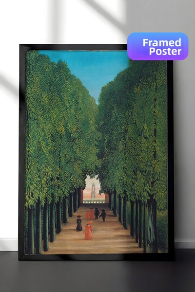 Zestia Pictură murală Henri Rousseau în cadru negru, Drum cu copaci în parc ș...
