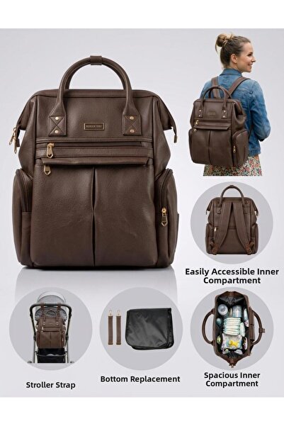 Tommybaby Mother Baby Care Back-Shoulder Bag Faux Leather Waterproof Thermal ...