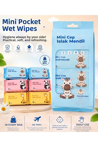 Keskon Pack of 8 Portable Bag Type Mini Wet Wipes |   Pocket Size Hygiene Wip...