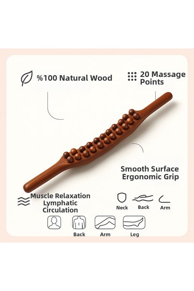 MDSTECH Professional Wooden Gua Sha Roller – Muscle Relaxation Tool with 20 Massage Points, Anti-Cellulite & Lymphatic Massage