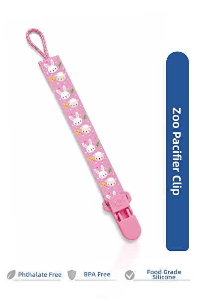 Wee Baby Zoo Baby Pacifier Band and Patterned Pacifier Strap Pink