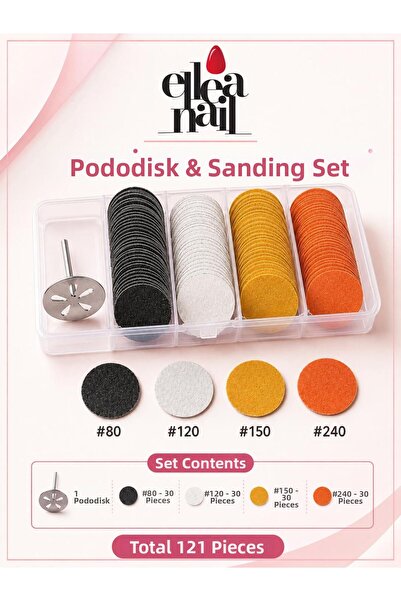 ELLEA NAIL Pododisk Foot Care Pedicure Sanding Set 121 Pieces 80/120/150/240 ...