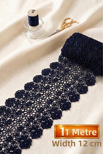 Ak Tuhafiye Easy Iron Navy Blue Guipure Lace Trim-12 cm Width-1 Meter-F301