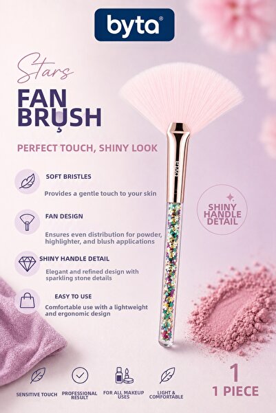 BYTA Fan Makeup Brush – Highlighter, Blush, and Powder Application Brush with...