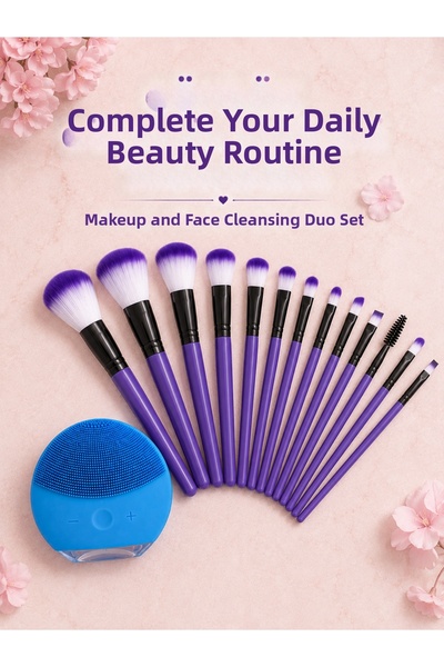 OtoTech 12 Piece Makeup Brush and Silicone Facial Cleanser Device Dual Beauty...