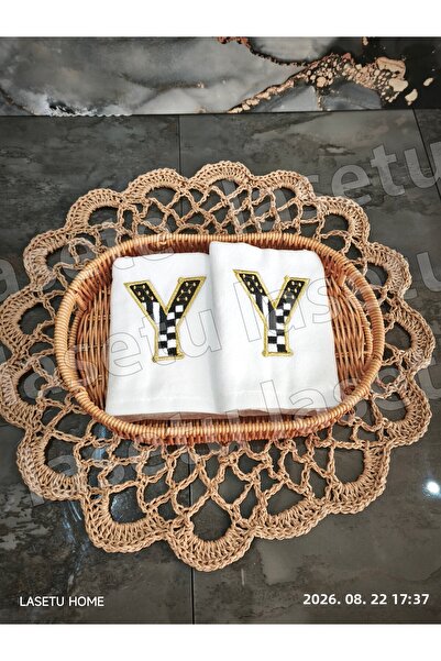 LASETU Checkered Y Letter Kitchen Towel Set of 2 (30X50)