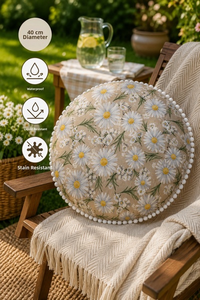 Rona Home Στρογγυλό μαξιλάρι διαμέτρου 40 εκ. Αδιάβροχο, αδιάβροχο στους λεκέ...