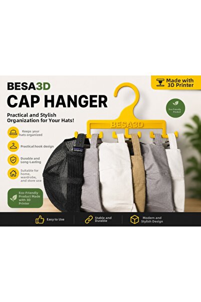 besa3d Multiple Hat Hanger – 6-Compartment In-Cabinet Hat Organizer Hanger