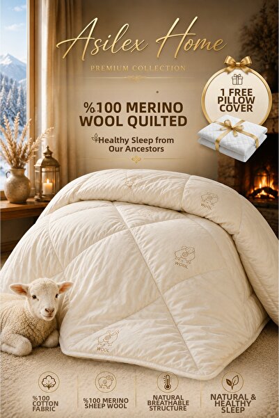 Asilex Home Collection Pilotă dublă 100% lână de oaie Merinos, pungă premium ...