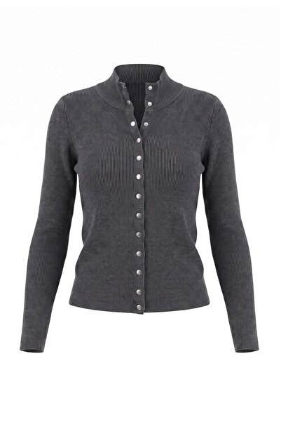 Trendyol Collection Wardrobe Essentials Anthracite Body-Hugging High-Neck Kni...