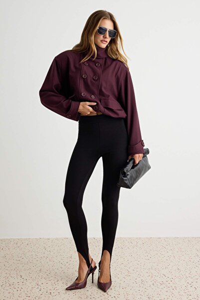Trendyol Collection Black High Waist Elastic Cuffed Knitted Leggings Twoaw27T...