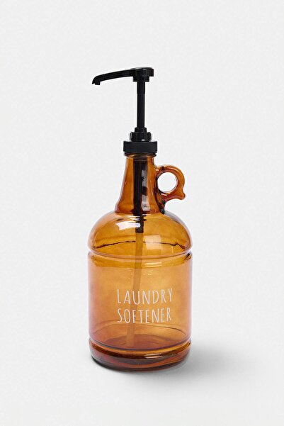 TRENDYOLMİLLA HOME Amber Glass Fabric Softener Bottle 30 cm - Black Pump Hand...