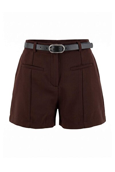 Trendyol Collection Brown Pocket Detailed Belted City Shorts & Bermuda Twoaw2...
