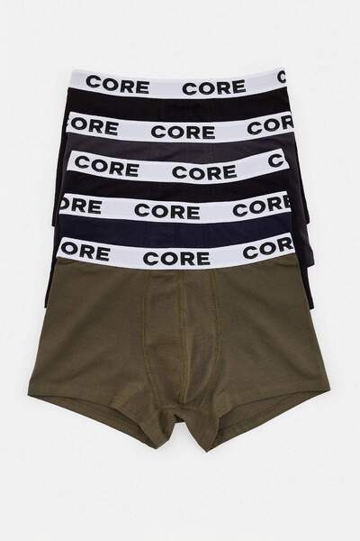 Trendyol Collection 2 Black 1 Navy Blue 1 Khaki 1 Gray 5-Pack Slogan Printed ...