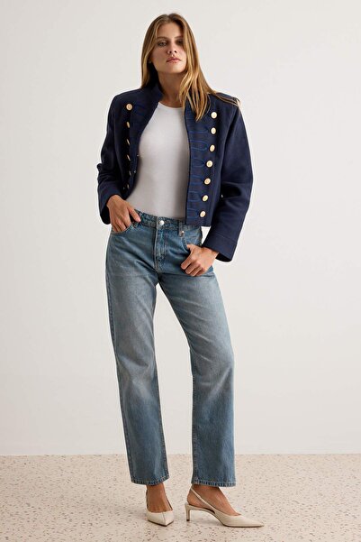Trendyol Collection Blue High Waist Straight Straight Leg Jeans Twoaw27Je00187