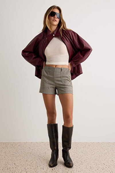 Trendyol Collection Brown Plaid Shorts & Bermuda Twoaw27Sr00046