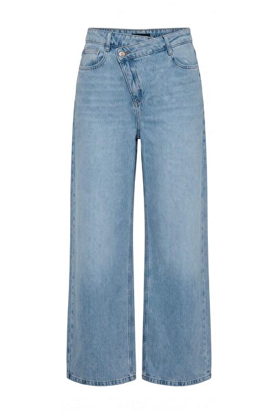 Trendyol Collection Premium Blue Tencel Blended Regular Waist Wide Leg Jeans ...