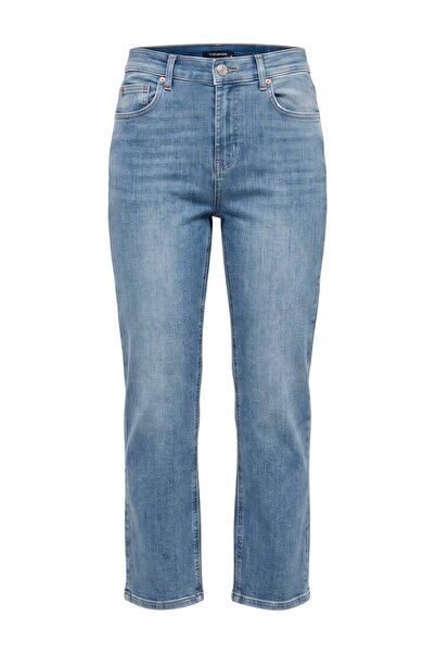 Trendyol Collection Blue Medium Stretch High Waist Ankle Length Slim Fit Jean...