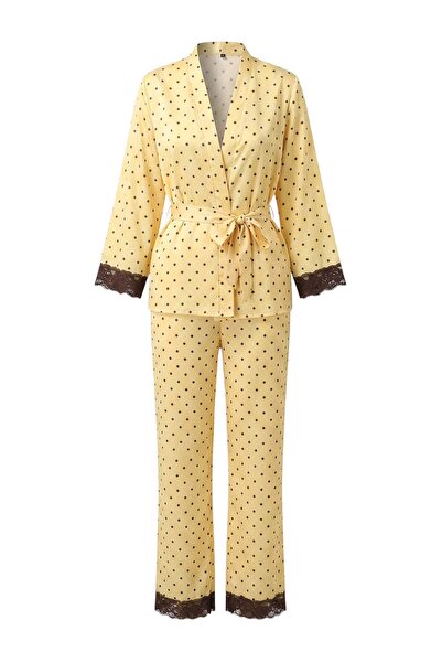 Trendyol Collection Yellow Plain Satin Woven Pajamas Set Thmaw27Pt00170