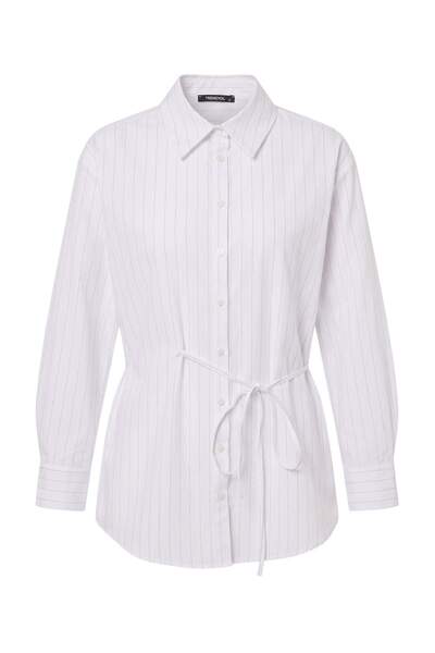 Trendyol Collection Green-Multicolor Oversize Yarn-Dyed Striped Woven Top & B...