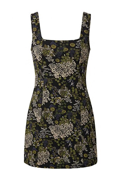Trendyol Collection Multi-Colored Jacquard Floral Shift/Straight Cut Short / ...
