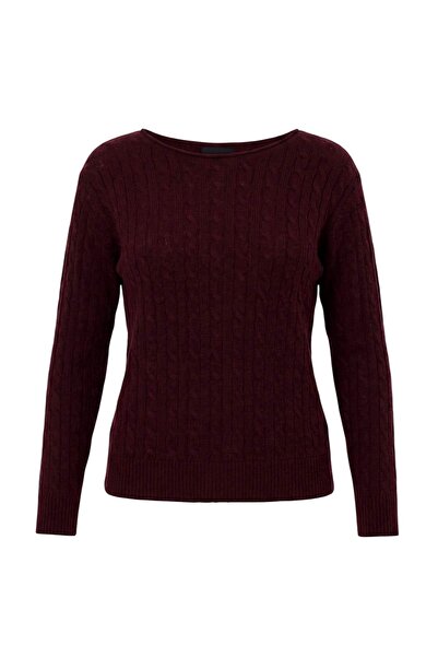Trendyol Collection Plum Boat Neck Soft Textured Knitwear Sweater Twoaw27Kz00173