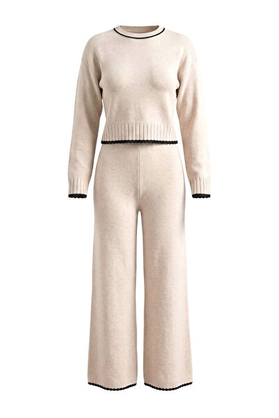 Trendyol Collection Pulover-pantaloni din tricot cu dungi - Set de top și pan...