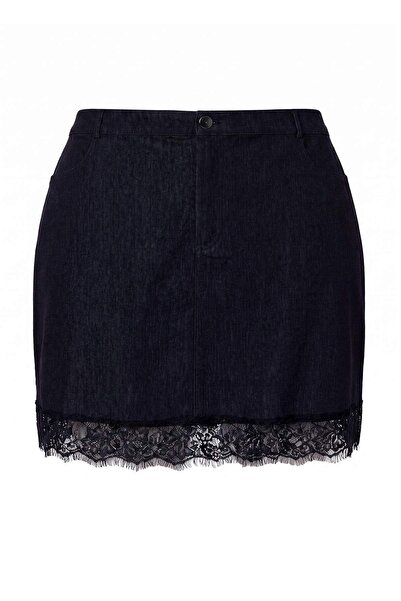 Trendyol Curve Navy Blue Woven Large Size Skirt