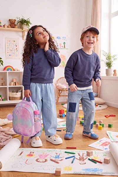 TRENDYOLKIDS Indigo Boys/Girls Plain Crew Neck Thick/Fleece Lined Knitted Swe...