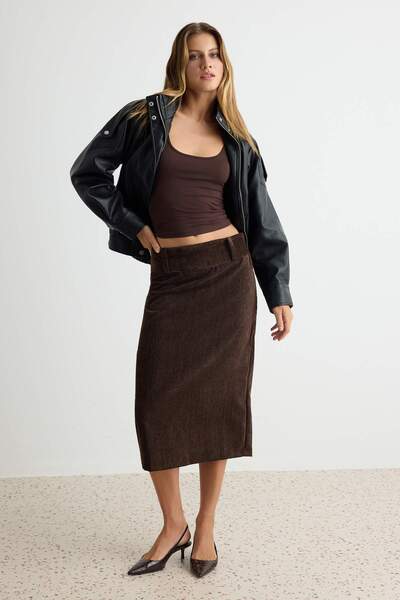 Trendyol Collection Dark Brown Skirt Twoaw27Et00112
