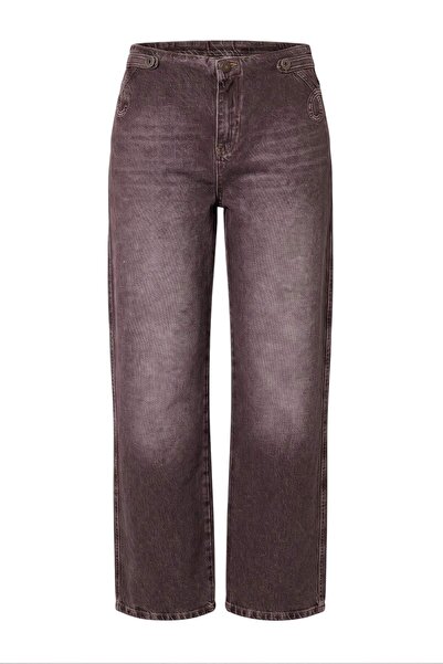 Trendyol Collection Blugi cu talie înaltă bordeaux TWOAW27JE00276