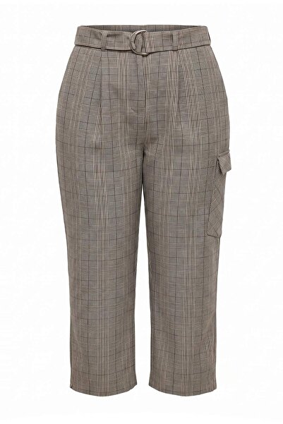 Trendyol Curve Multi-Colored High Waist Wide Leg Plaid/Check Plus Size Pants ...