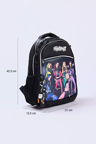 TRENDYOLKIDS Schwarzer Manifest-Lizenzschulrucksack für Mädchen TKDAW27SI00012