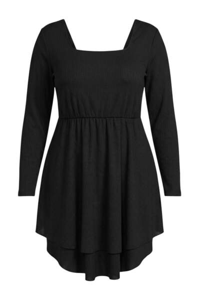 Trendyol Curve Rochie neagră cu guler pătrat, tip skater, cu deschidere la ta...