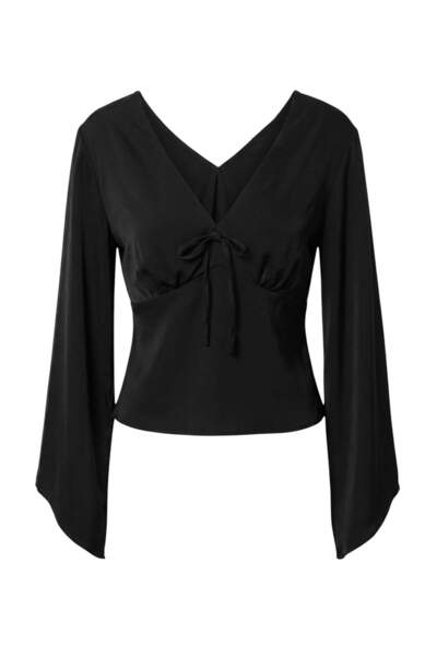 Trendyol Collection Black V-Neck Woven Blouse Twoaw27Bz00224