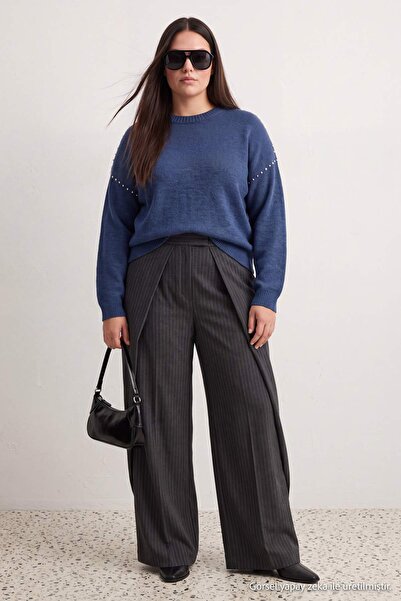 Trendyol Curve Indigo Staple Detailed Soft Feel Knitwear Sweater Tbbaw27An00045