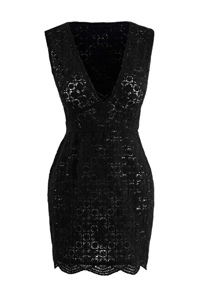 Trendyol Curve Black Carmen Collar Ribbed Flexible Knitted Bodysuit with Snap...