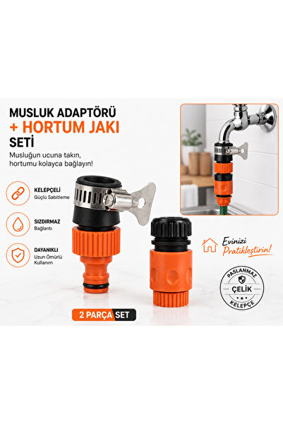 DESIPHON Musluk Adaptörü + Hortum Jakı Seti Kelepçeli Musluk Ucu Bahçe Hortum...