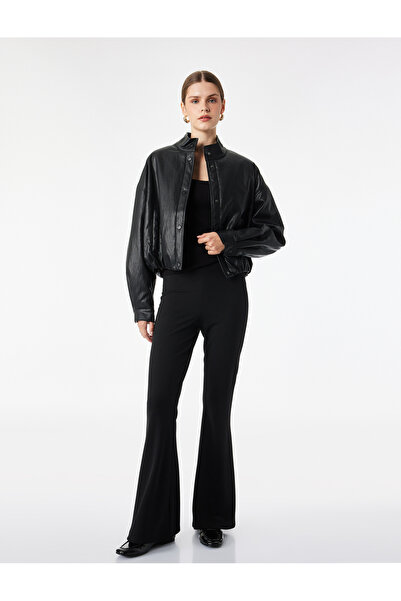 Koton Krep Scuba Kumaş Slim Fit İspanyol Paça Tayt Pantolon