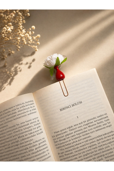 Güsvent Design Co El Yapımı Çiçekli Vazo Kitap Ayracı