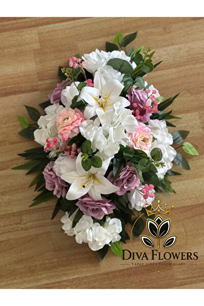 DİVA FLOWERS Oval Masa Üstü Yapay Çiçek Aranjmanı – ÇAP 50 cm - MASA ÇİÇEĞİ -...